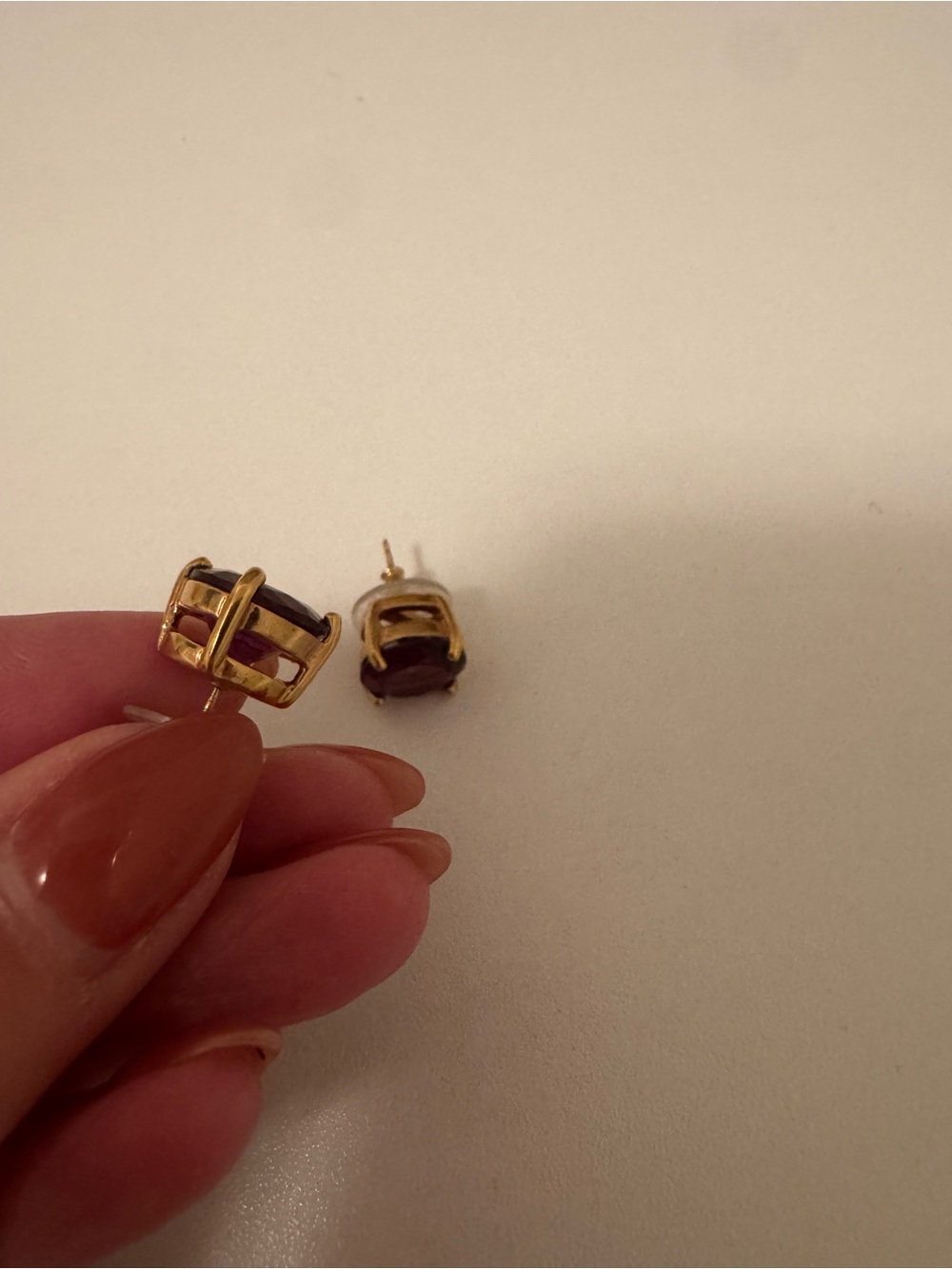 Kate Spade Earrings - Gold-Plated dark purple Gemstone Stud Earrings